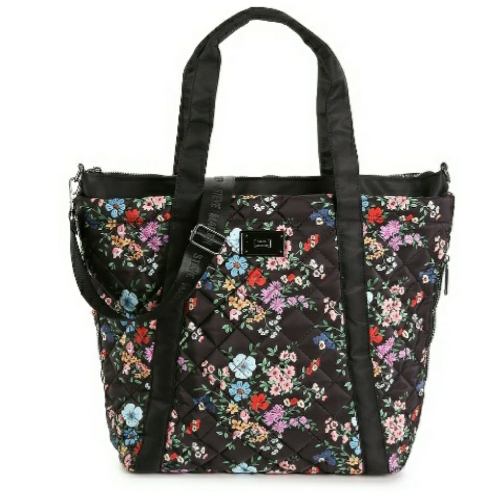 STEVE MADDEN TOTE☆BLACK/MULTICOLOR FLORA
